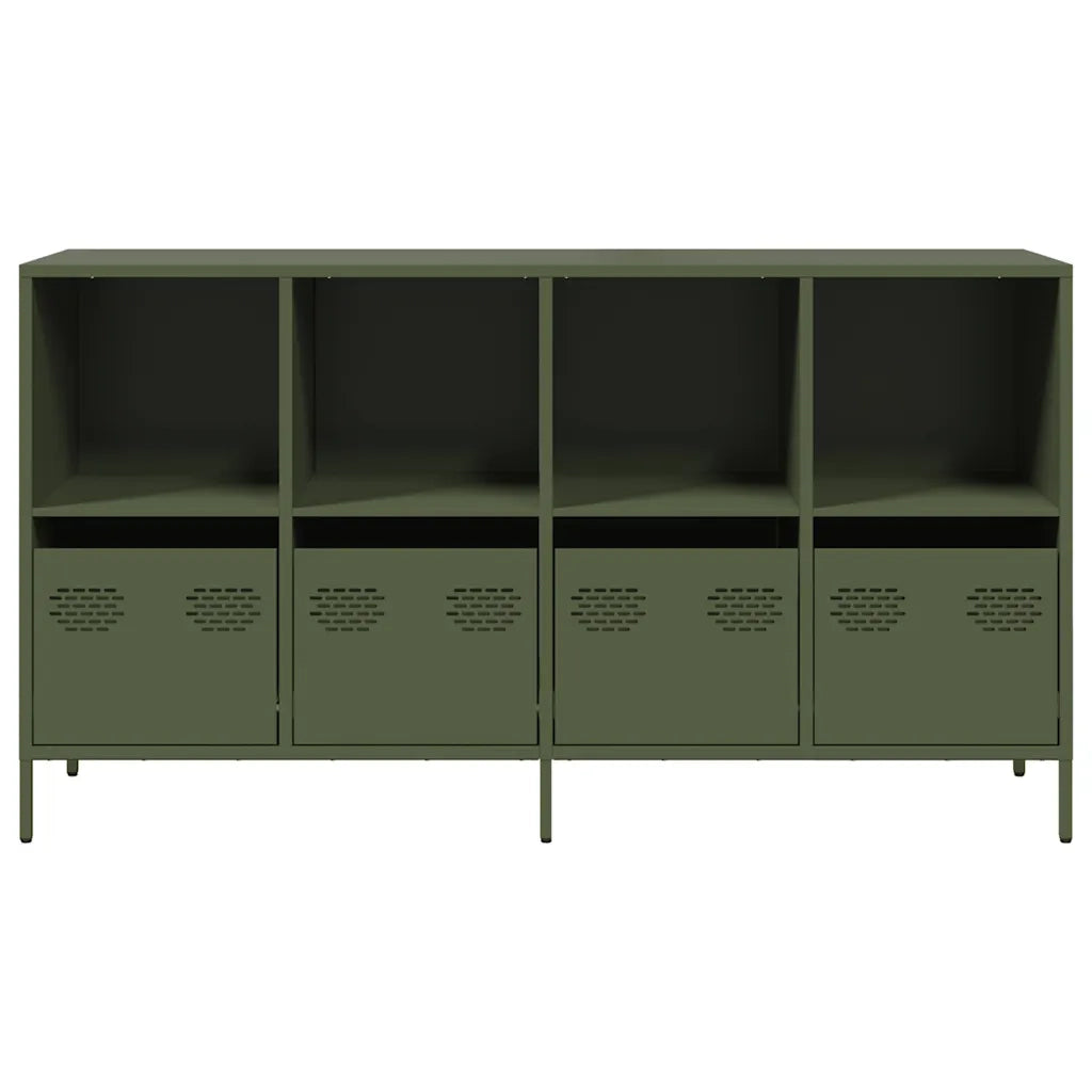 Credenza Verde Oliva 135x39x73,5 cm Acciaio Laminato a Freddo 3307165