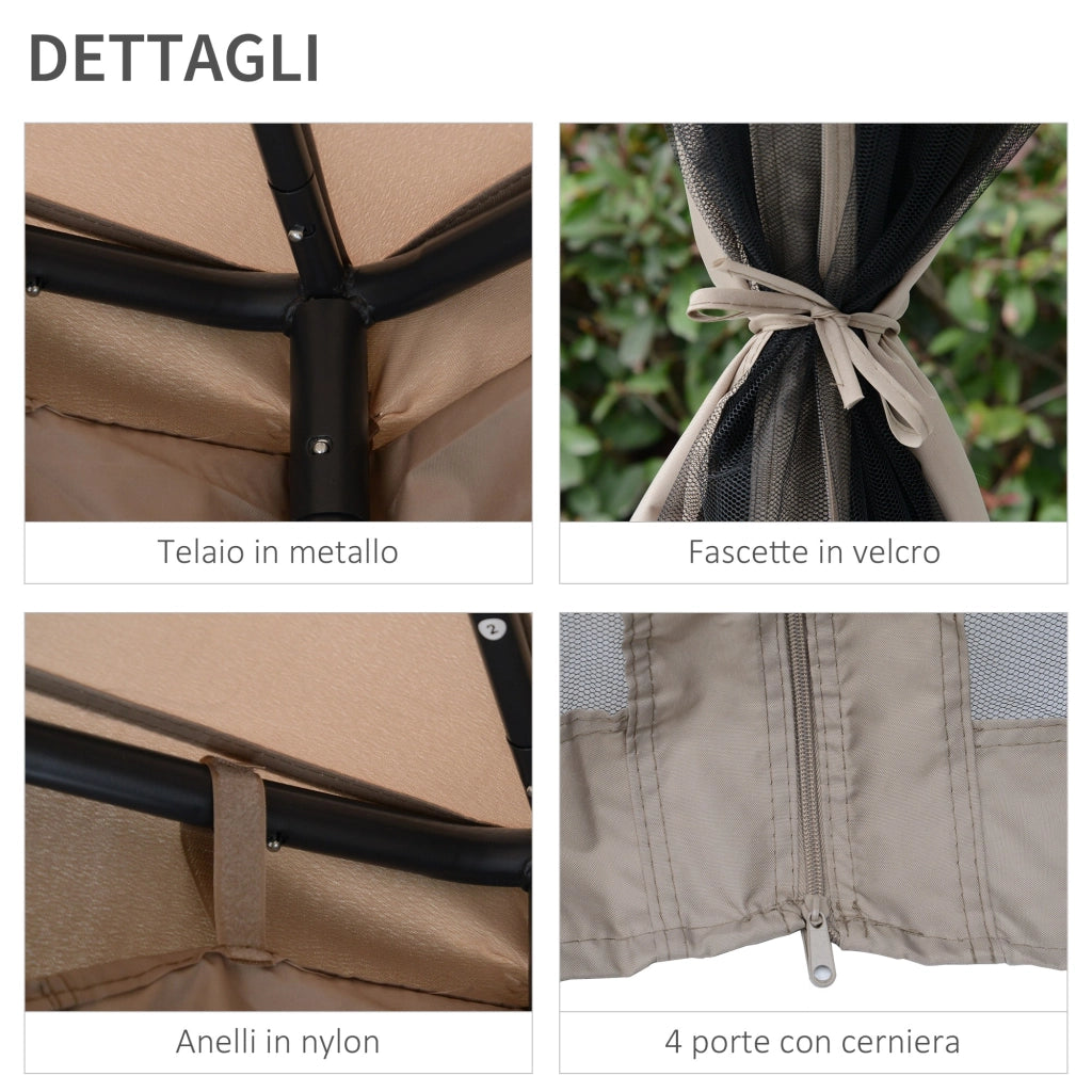 Easycomfort Gazebo da Giardino 3x3m con Zanzariera, Struttura in Metallo e Copertura in Poliestere, Talpa
