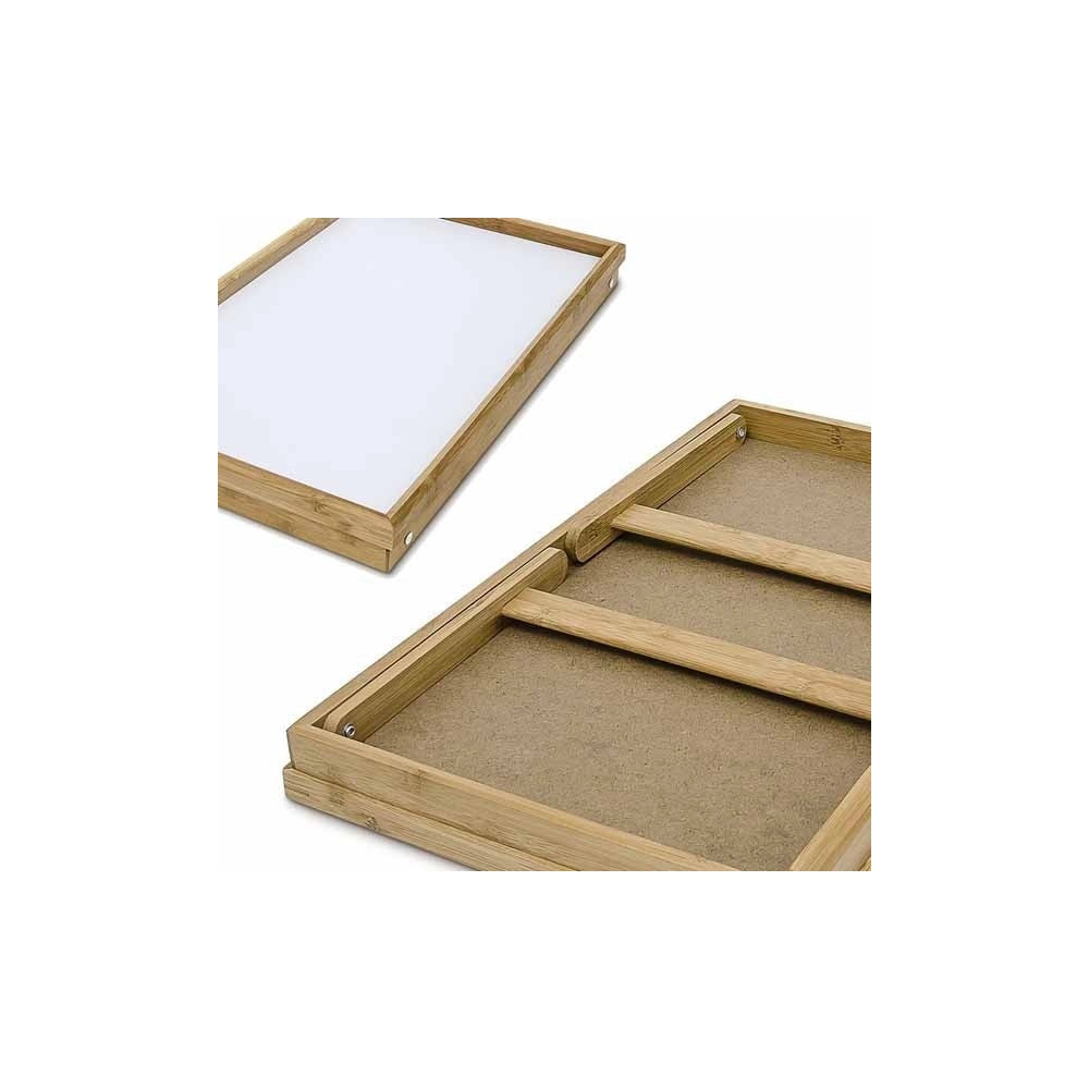 Trade Shop - Vassoio Da Letto Pieghevole In Legno Di Bambu' Bamboo Richiudibile 50 X 30 Cm -