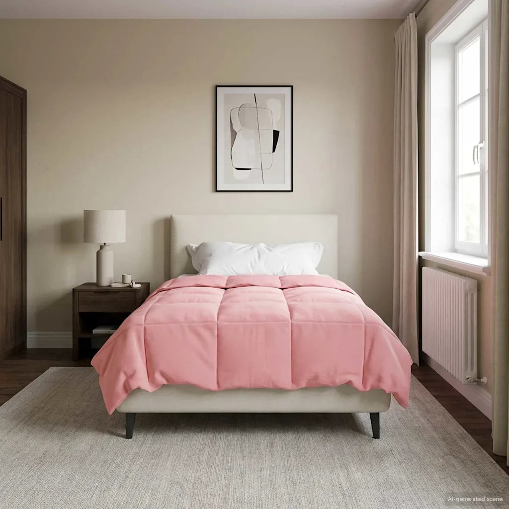 Piumone | Duvet Completo Annuale Rosa 140 x 220 cm Microfibra