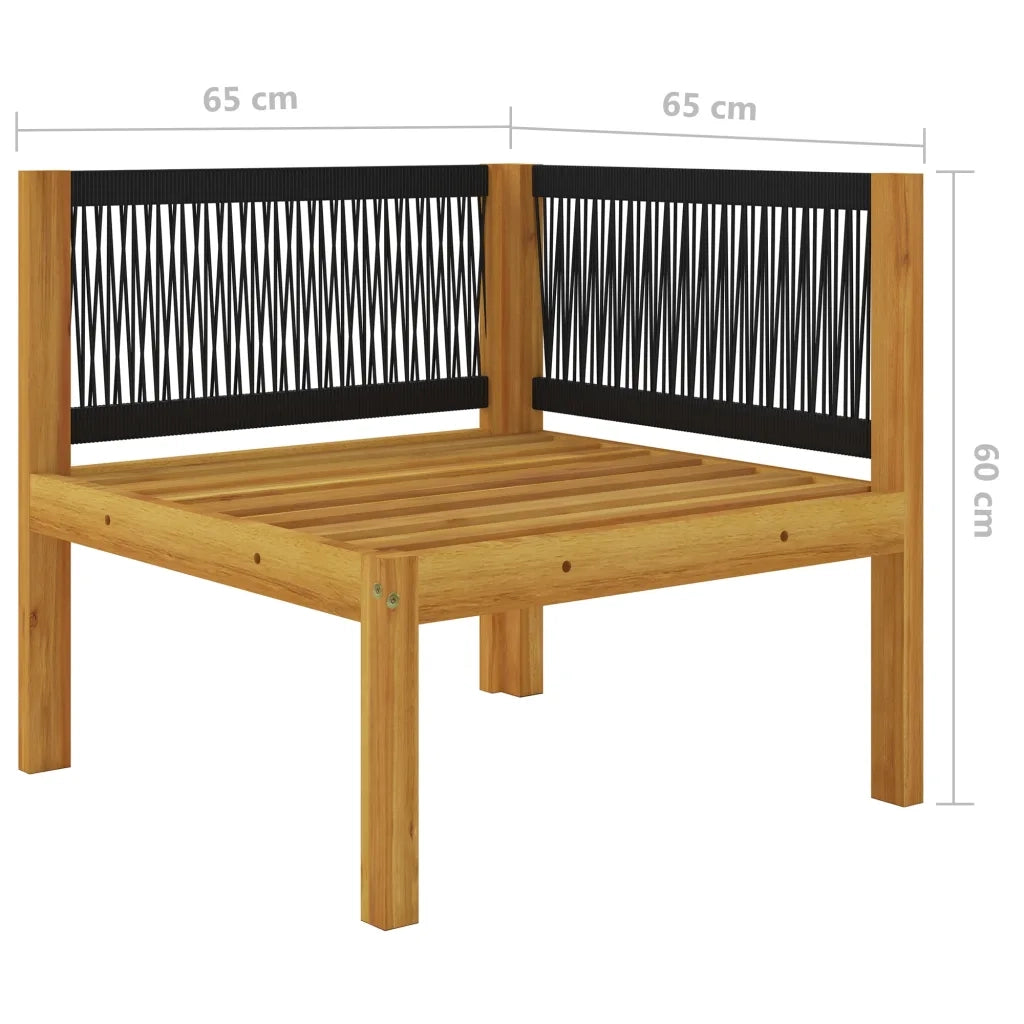 Panca da giardino a 2 posti con cuscini in legno di acacia e corda 3068853