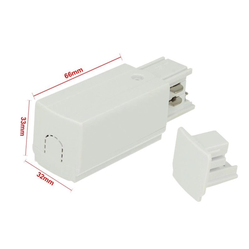 Sistema Illuminazione Binario Trifase Bianco, Binario Connettori Giunti Accessori (Alimentazione Destra+Terminale)