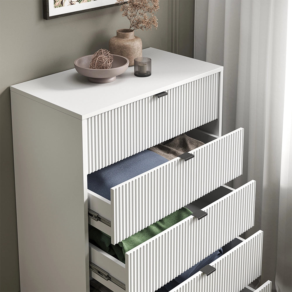 Vicco Cassettiera Bianco 42 x 120 cm con 5 cassetti