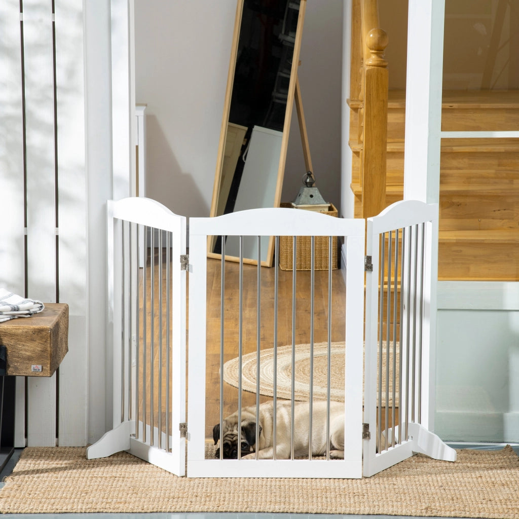 Barriera di Sicurezza per Cani Porte e Scale Pieghevole ¨C zephmum ¨C Bianco 154x30x80 cm