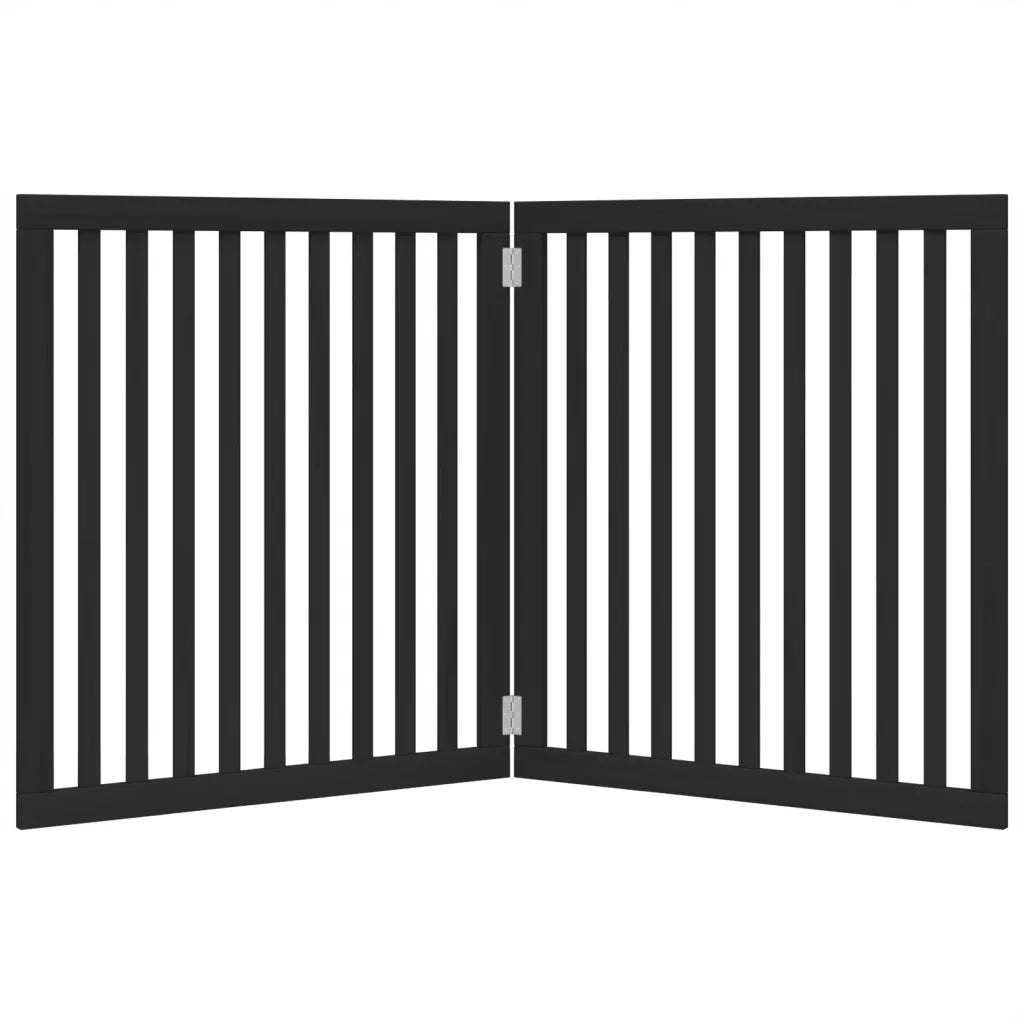 Cancello per Cani Pieghevole 2 Pannelli Nero 160cm Legno Pioppo