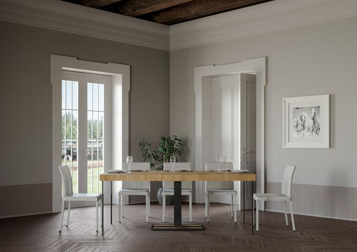 Consolle Allungabile in Legno e Ferro H77x40x90/300cm Capital Premium Quercia Folding