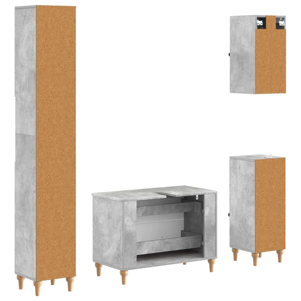 Set di Mobili da Bagno da 4 Pezzi ALKMAAR Grigio Cemento 3417912