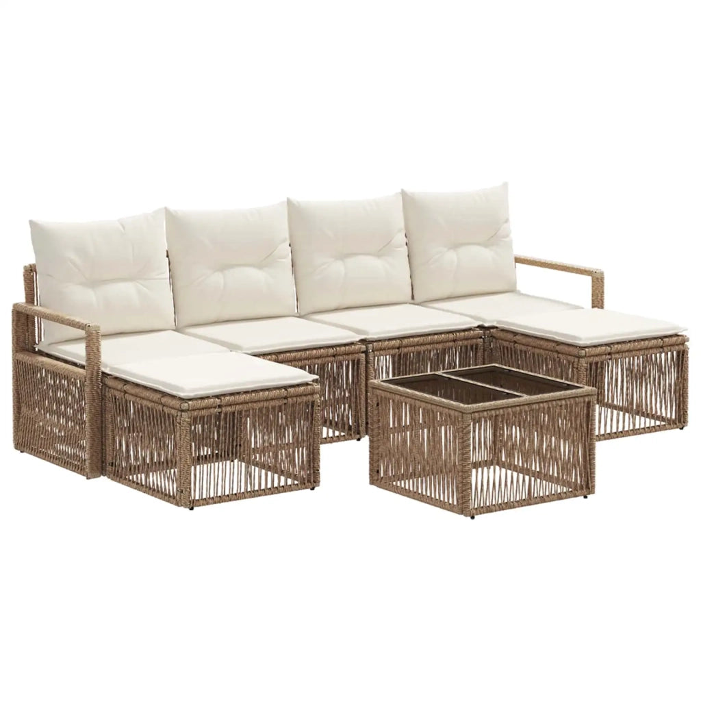 Set Divano da Giardino 7 pcs Beige polyrattan