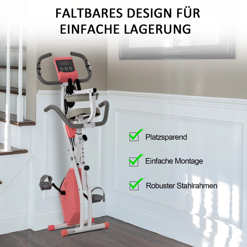 Bicicletta da allenamento 2-in-1 con display LCD e pulsossimetro ¨C zephmum ¨C regolabile, pieghevole, 8 livelli resistenza magnetica