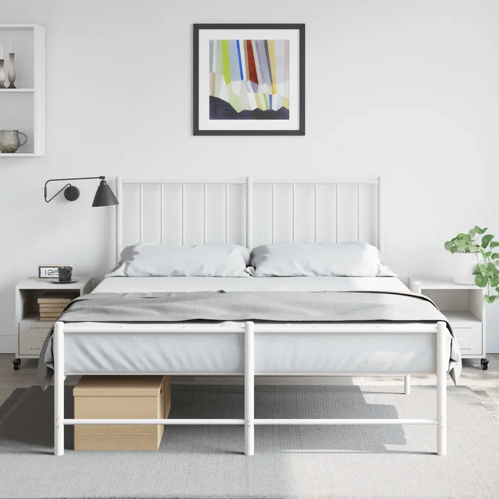 Comodini 2 pz-Set di 2 Tavolino da notte Bianchi 36x39x43,5 cm in Acciaio 376288