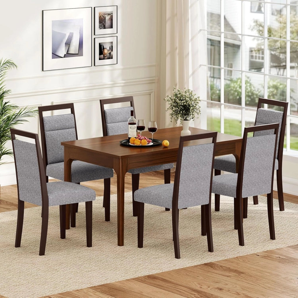 Set di 2 Sedie da Pranzo, Sedie da Cucina da Seduta Imbottita, Schienale e Gambe in Legno di Gomma, per Sala da Pranzo, Ristorante e Soggiorno (Grigio)