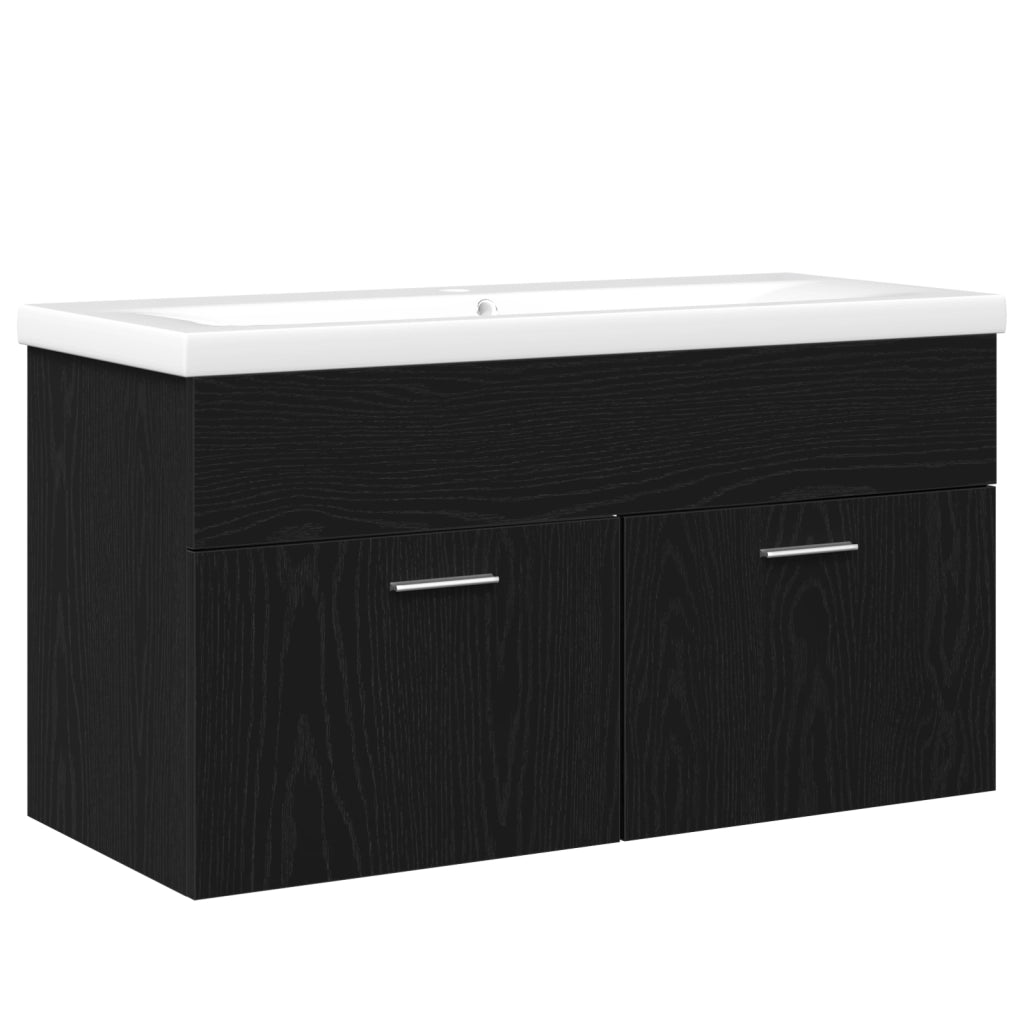 Mobile Lavabo Bagno con Lavabo Integrato Quercia Nera Legno Ingegnerizzato