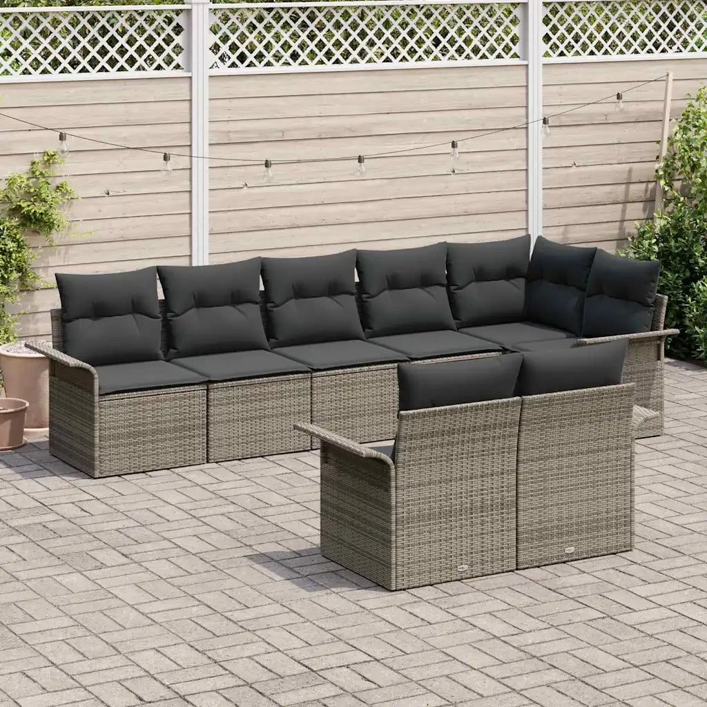 Set Divano da Giardino 8 pcs Grigio polyrattan 3354078
