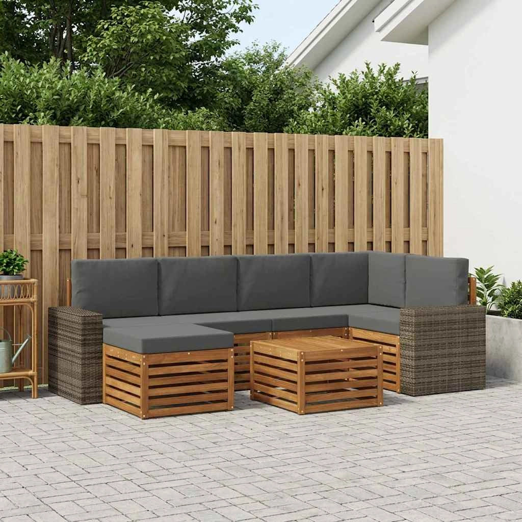 Set di divani da esterno 7 pz Naturale e Antracite Poliestere 3384608