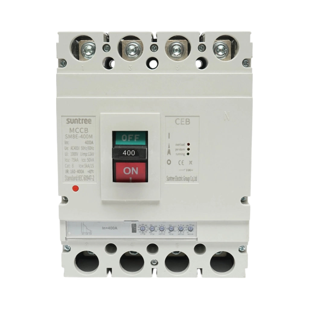 Interruttore automatico MCCB 400 V CA, 4P 400 A, SM8E-400M Suntree