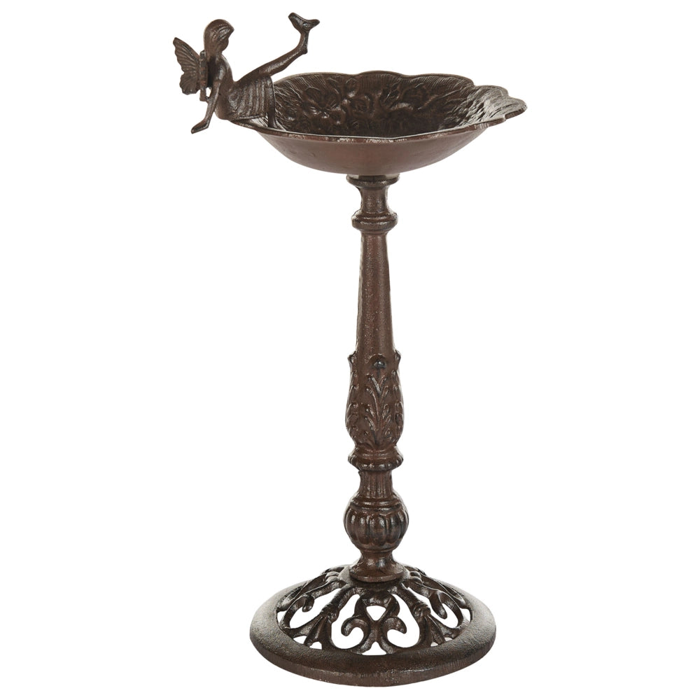 Fontana marrone abbeveratoio per uccelli in ferro per giardino Accento decorativo all'aperto