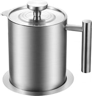 304 contenitore per olio con setola fine, contenitore per olio da 1,3 litri, filtro per olio, filtro per olio con maniglia e coperchio, setola per olio per frittura, olio da cucina e frittura