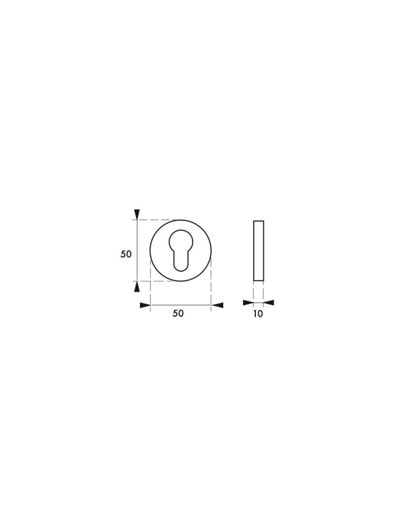 Coppia di rosette tonde Ø 50 mm con foro cilindro, cromo satinato – THIRARD