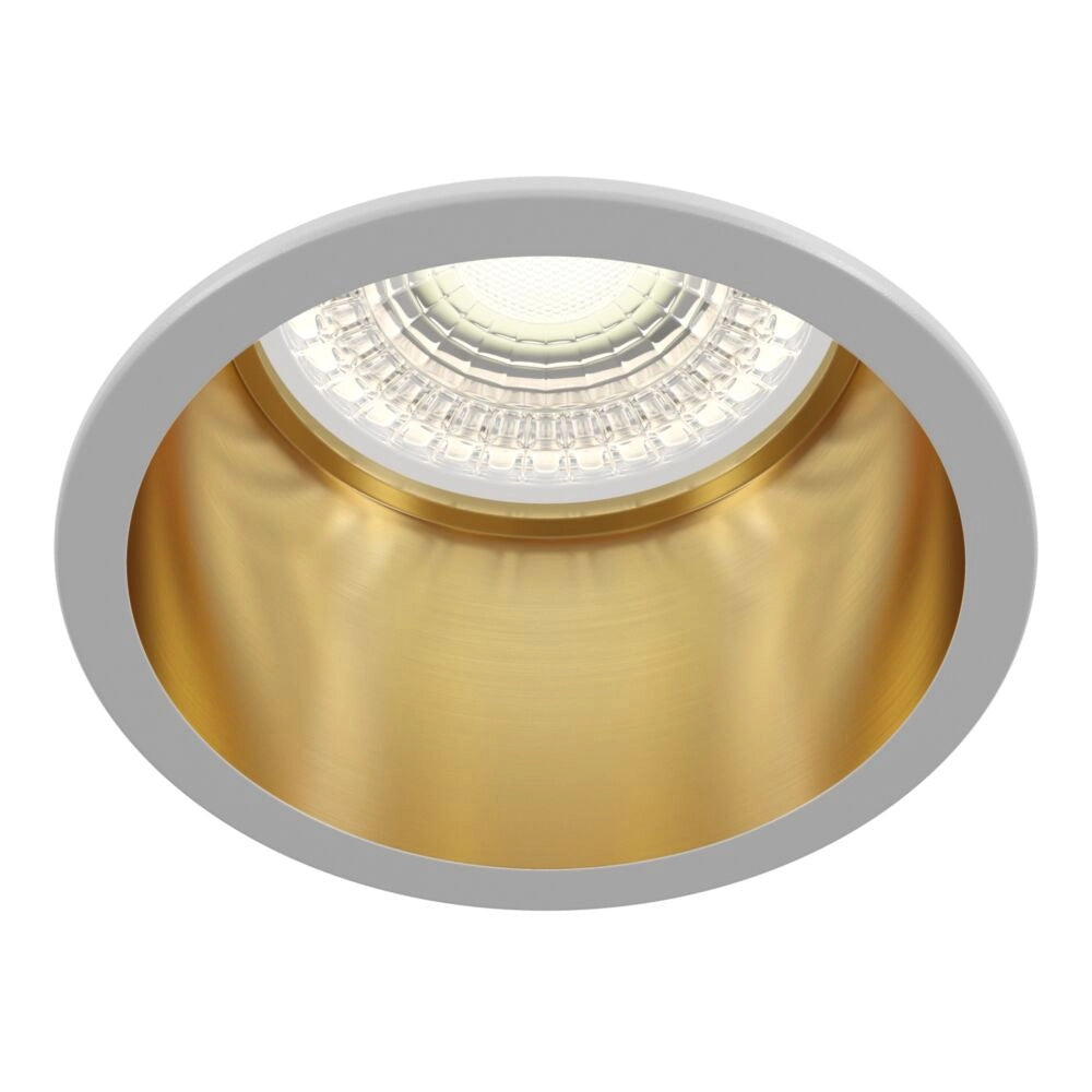 Faretto Da Incasso Moderno Reif Alluminio Bianco 1 Luce Diffusore Oro