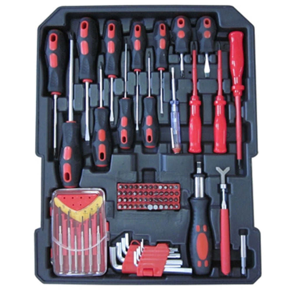 Trade Shop - Cassetta Attrezzi A Trolley Officina Portatile Con 187 Utensili 4 Scomparti -