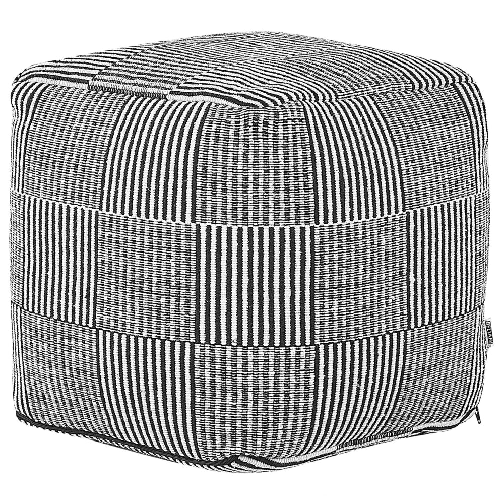 Pouf in cotone bianco nero 40 x 40 cm pouf motivo a righe imbottitura in EPS chiusura con cerniera moderna