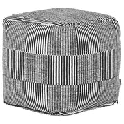 Pouf in cotone bianco nero 40 x 40 cm pouf motivo a righe imbottitura in EPS chiusura con cerniera moderna