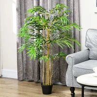 Bambù Artificiale XXL 1,15H m albero artificiale 730 Foglie dense realistiche Vaso Incluso Nero Verde