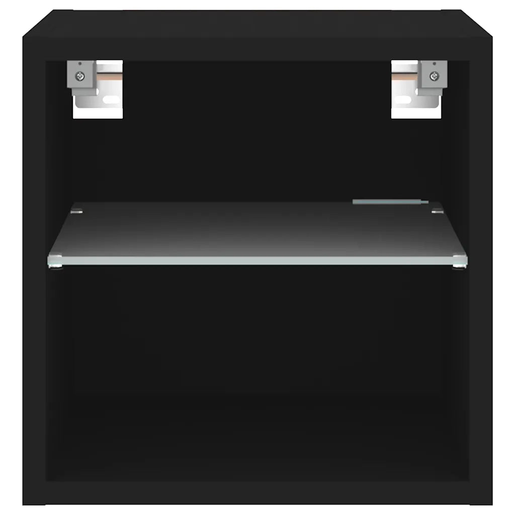 Mobile TV a Parete con Luci LED-Mobile TV a Muro Nero 30x28,5x30 cm