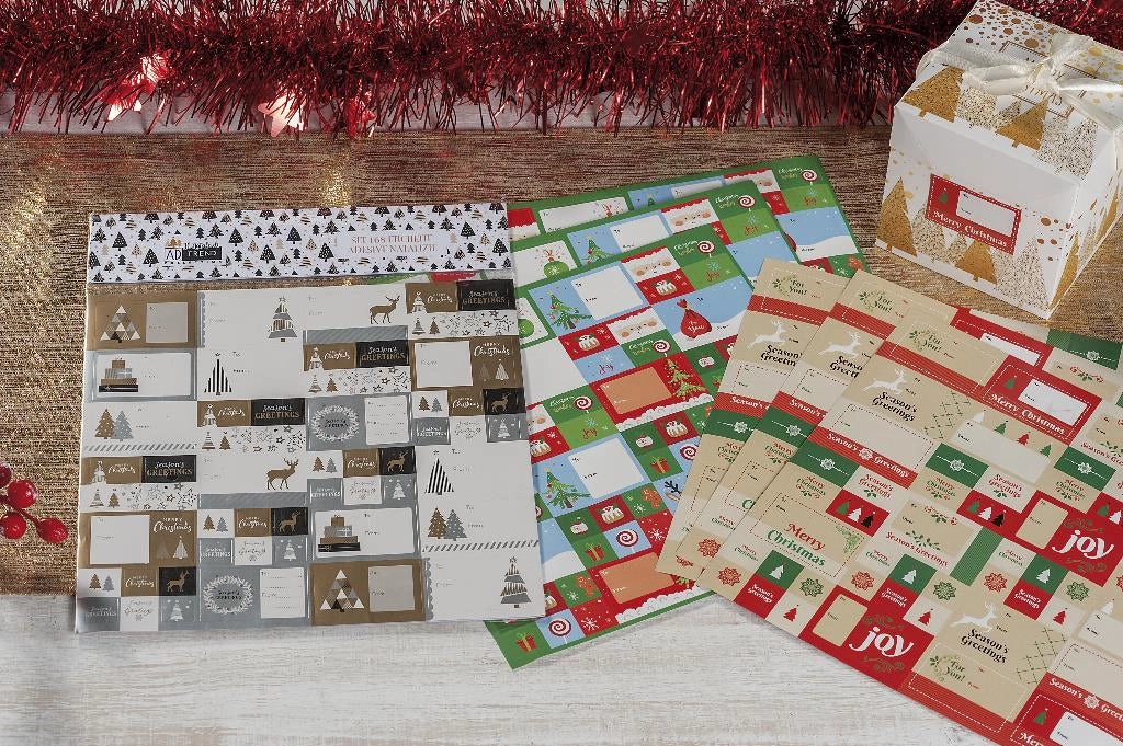 Set 168 Targhette Adesive Natalizie natale 5 x 3,5 cm