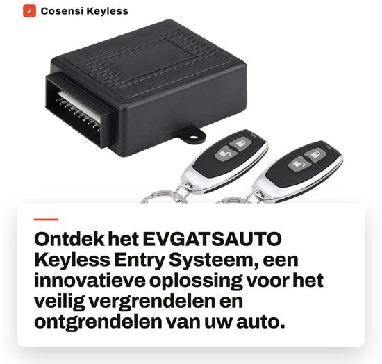 Sistema di Accesso Chiave Senza Chiave - Universale - Blocco Centrale - Comando a Distanza - Portata 50-80 Metri - Incluso 2 Comandi a Distanza - Sistema di Allarme Auto - Modello:  - Codice Prodotto:  - Caratteristiche Tecniche: