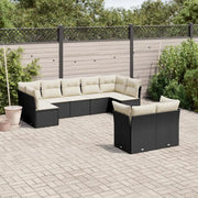 Set Divani da Giardino 9 pz con Cuscini Nero in Polyrattan 3249985