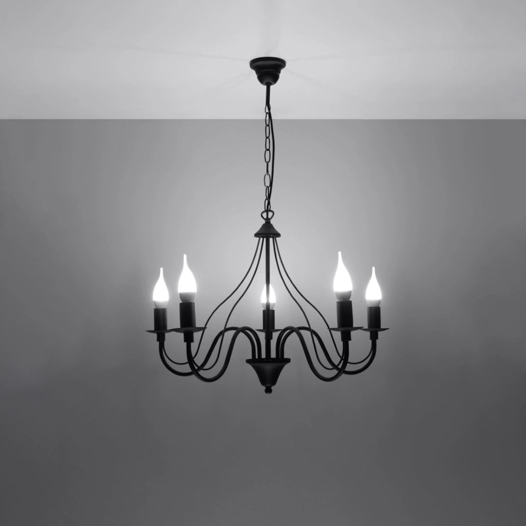 Lampadario a candela nero PALADA Pure Lume 5xE14 12W