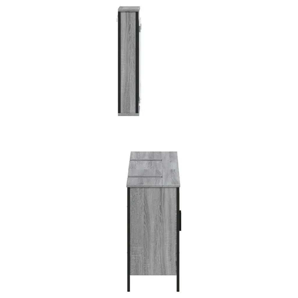 Set Mobili da Bagno | Armadio da bagno 3 pz Grigio Sonoma in Legno Multistrato