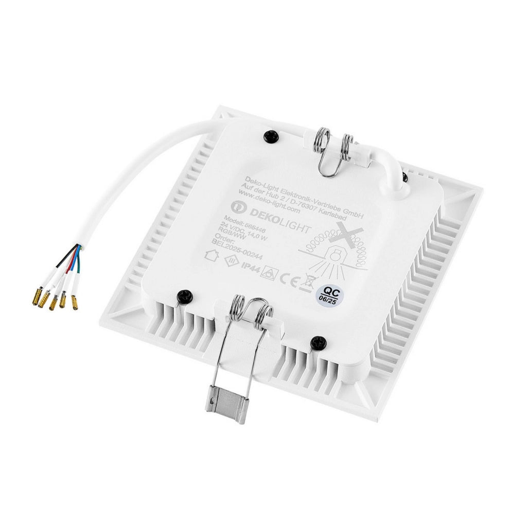 Faretto LED incasso pannello quadrato slim DMX RGB multicolore luce calda 24V impermeabile cromoterapia box doccia bagno 14W foro 90x90