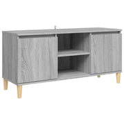 Mobile TV | Armadietto TV | Mobile Porta TV Gambe in Legno Massello Grigio Sonoma 103,5x35x50 cm