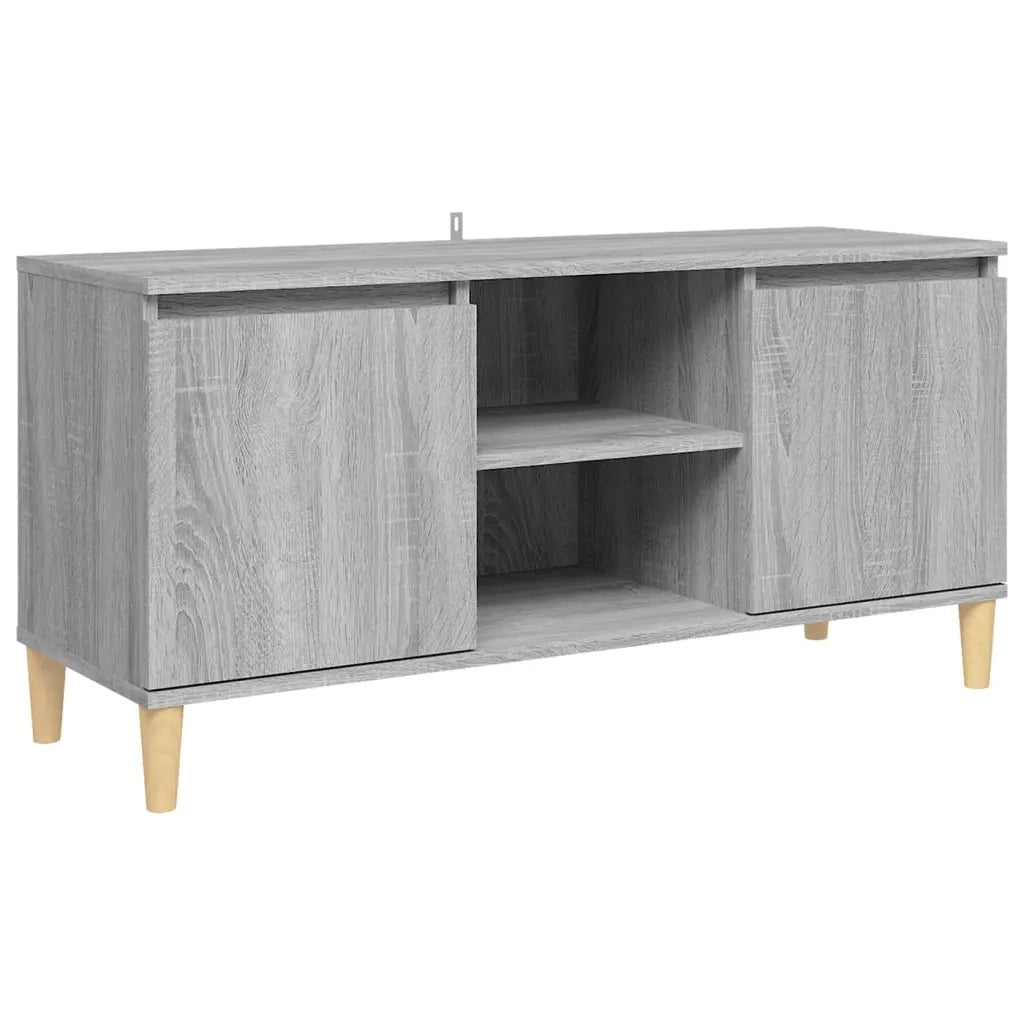 Mobile TV | Armadietto TV | Mobile Porta TV Gambe in Legno Massello Grigio Sonoma 103,5x35x50 cm