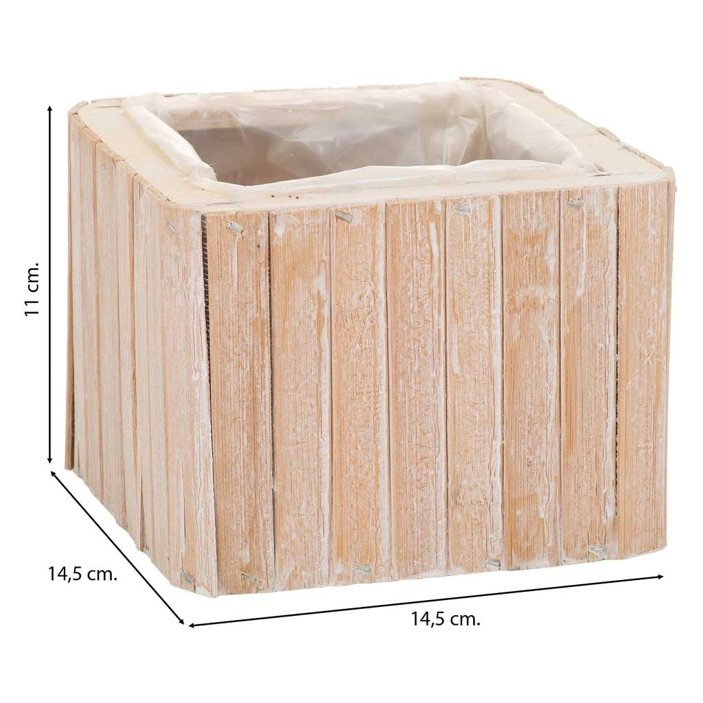 Cesto quadrato in legno marrone 14,5x14,5x11h