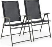Set di 2/4 Sedie Pieghevoli da Giardino in Textilene, Sedie da Esterno con Schienale Alto, Poltrona Portatile per Giardino Campeggio Patio, Portata 150 kg (2, Nero, 62 x 58 x 96 cm)