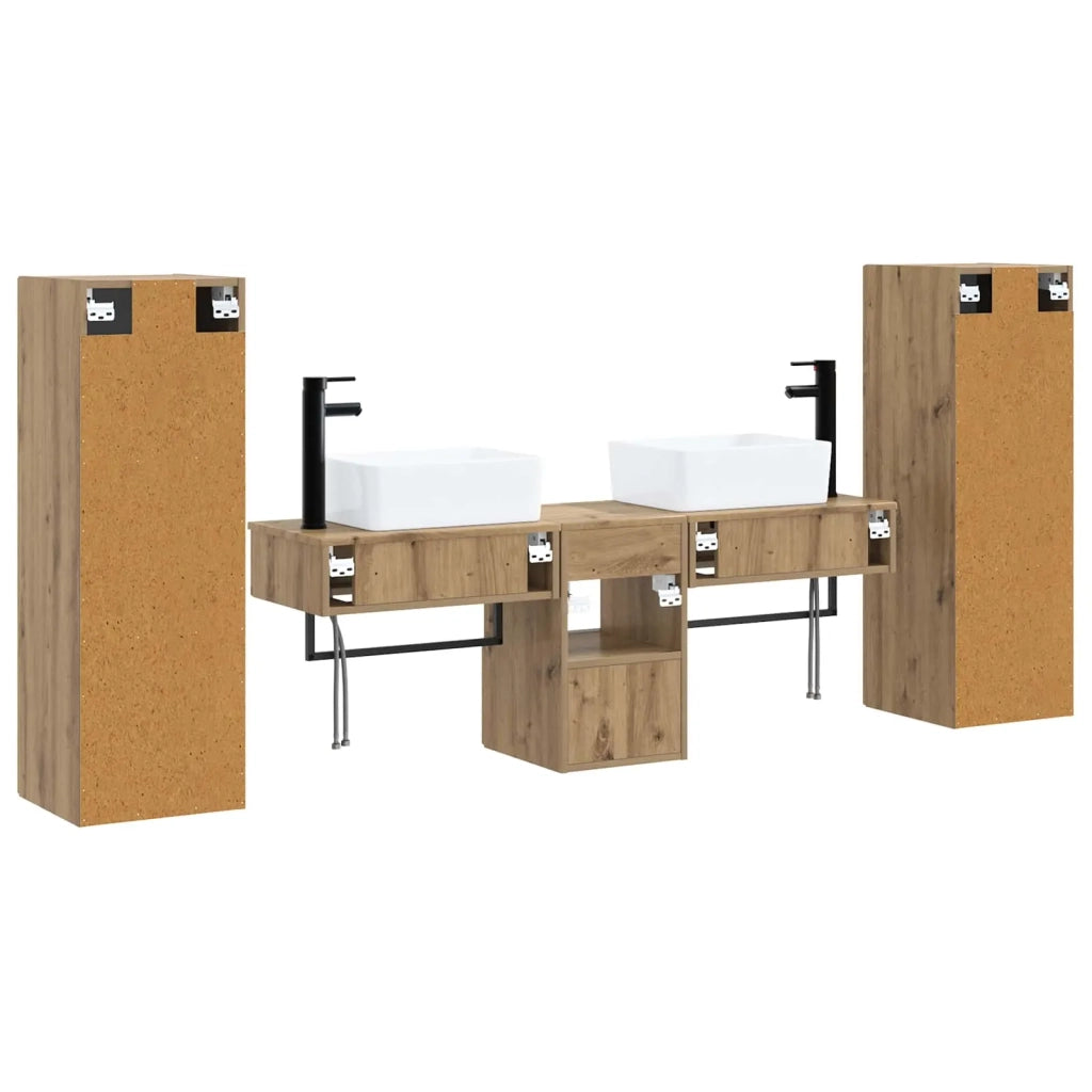 Set di mobili per il bagno 5 pz Rovere Artigianale 3405982
