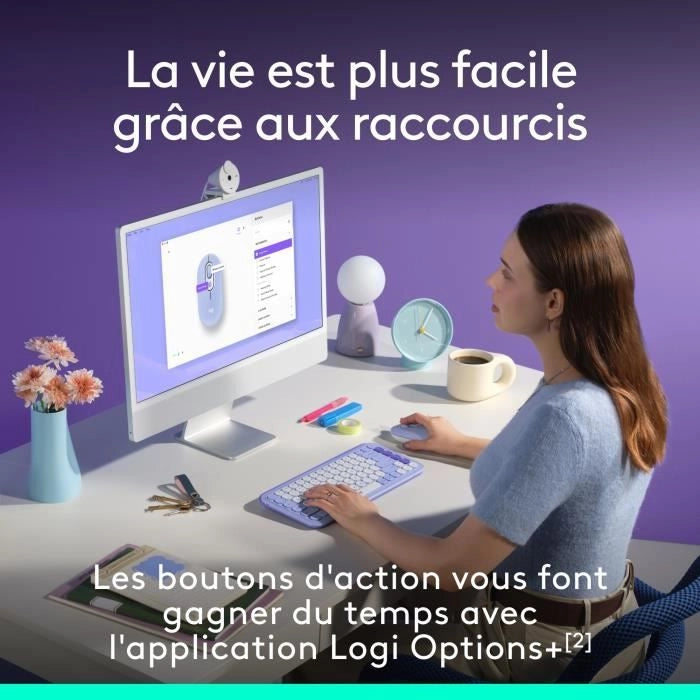 Mouse - Wireless - Logitech - Pop Mouse - Lilla