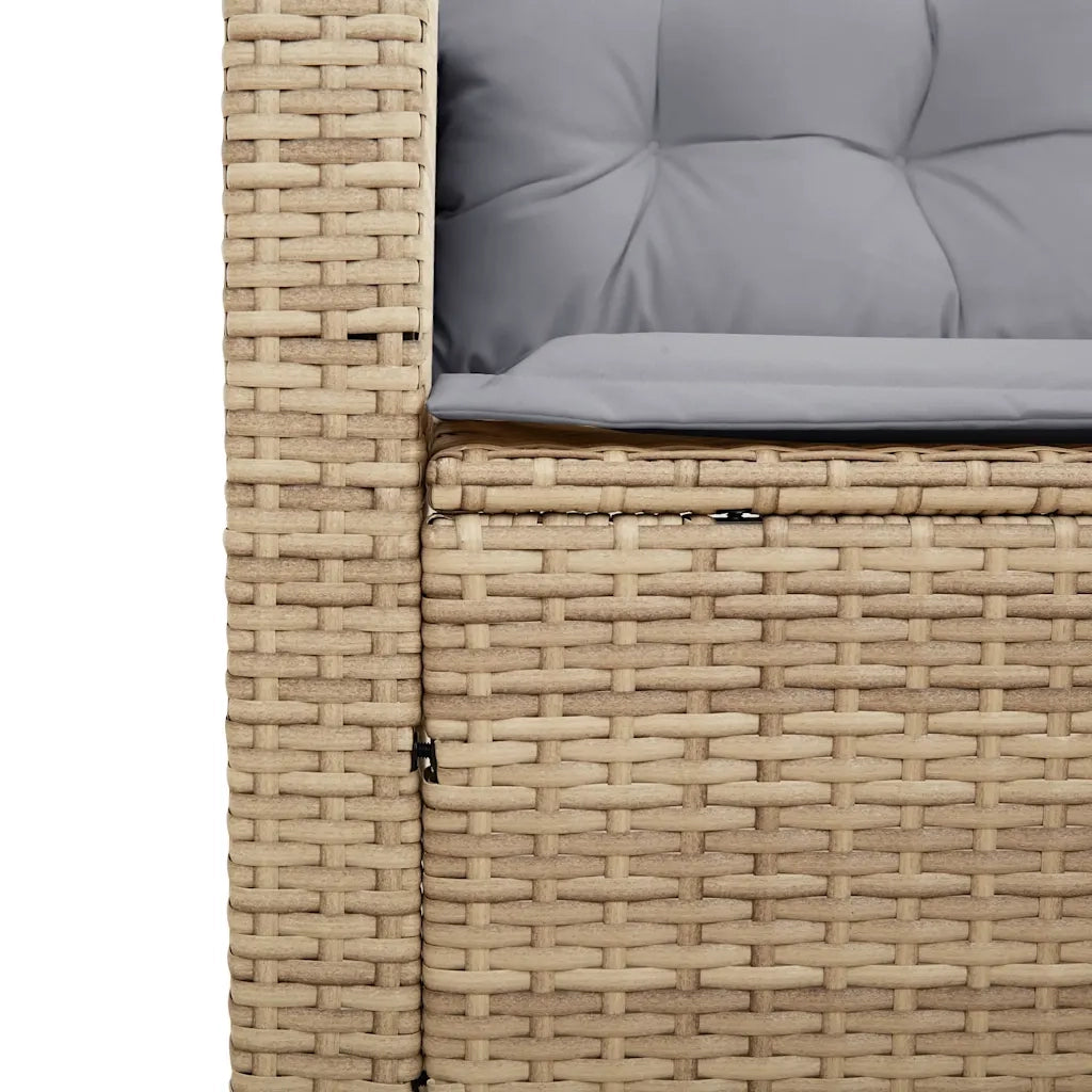 Divano da Giardino con Tavolo e Cuscini a L-Sofa da Giardino-Divano da esterno Beige in Polyrattan 763489