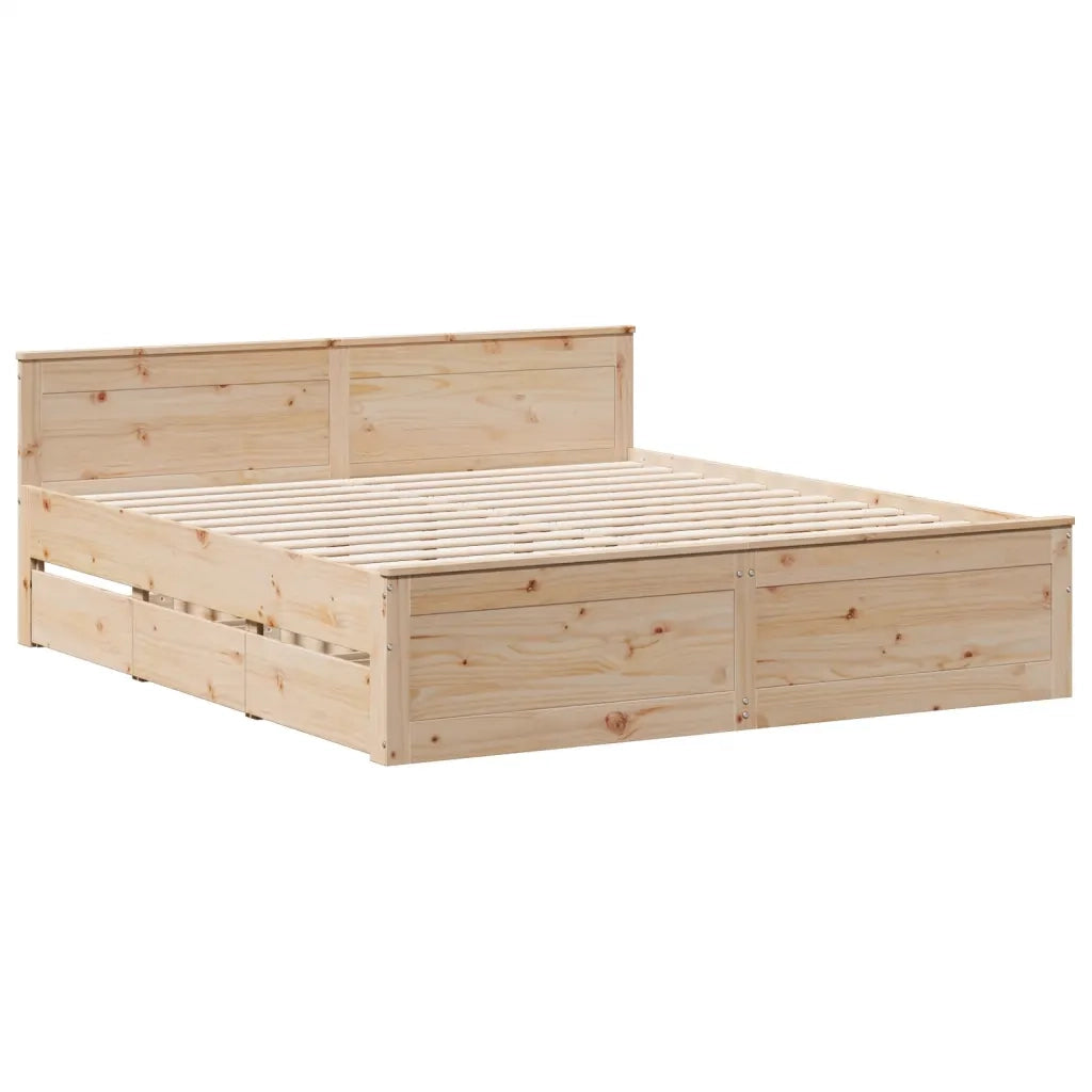 Giroletto senza Materasso con Testiera 200x200 cm Massello Pino 3308753