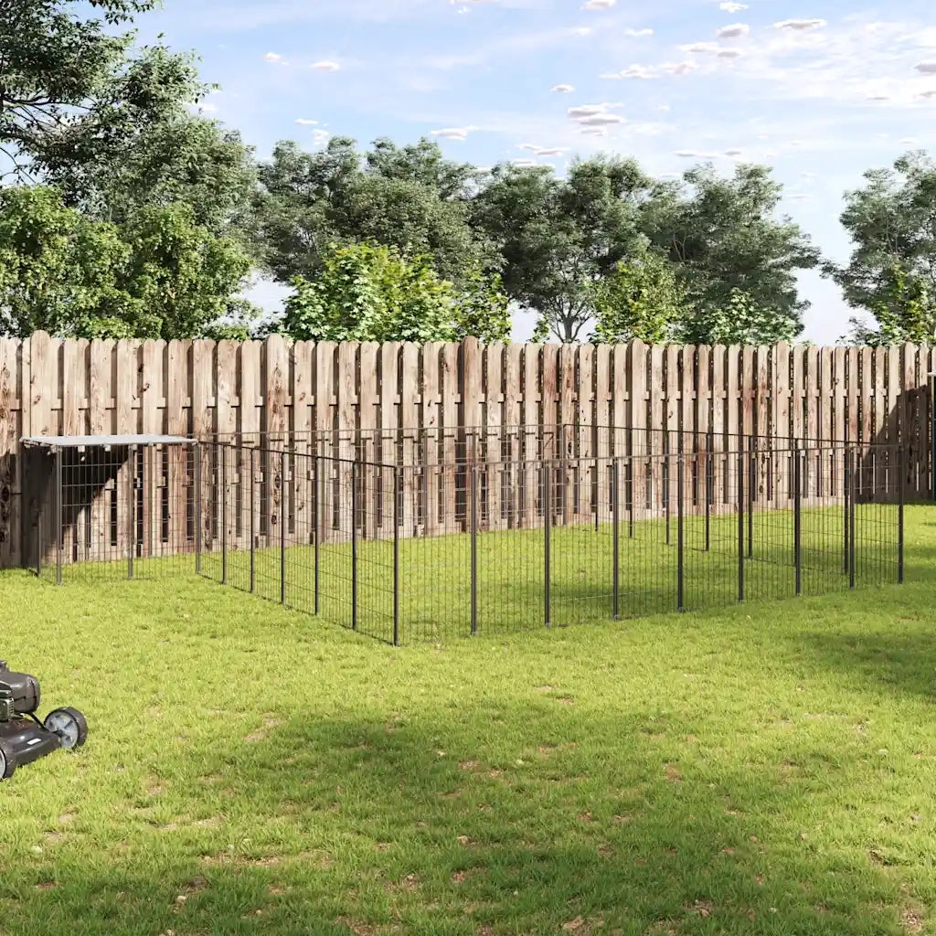 Gabbia per Cani Nera 20,57 m² in Acciaio 3082228