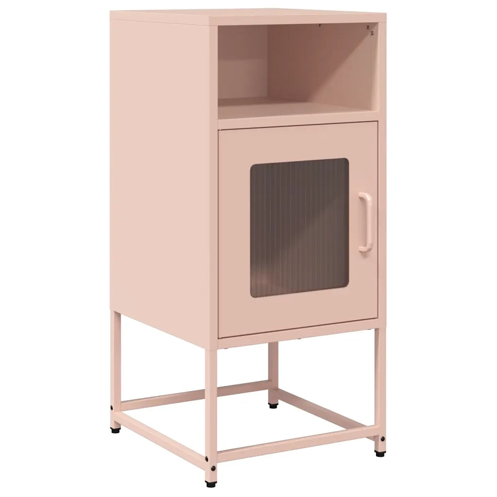 Comodino | Armadio da Notte | Mobiletto da notte Rosa 36x39x78 cm in Acciaio Laminato a Freddo