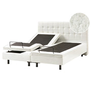 Letto matrimoniale Tessuto bouclè bianco sporco Elettrico Regolabile 160 x 200 stile moderno