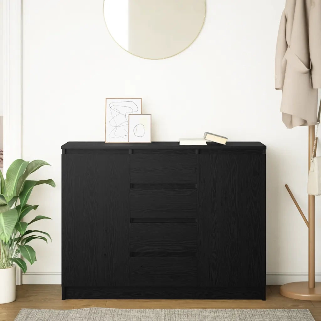 Credenza con Cassetti Rovere Nero 100,5x35x76 cm Truciolato 3328445