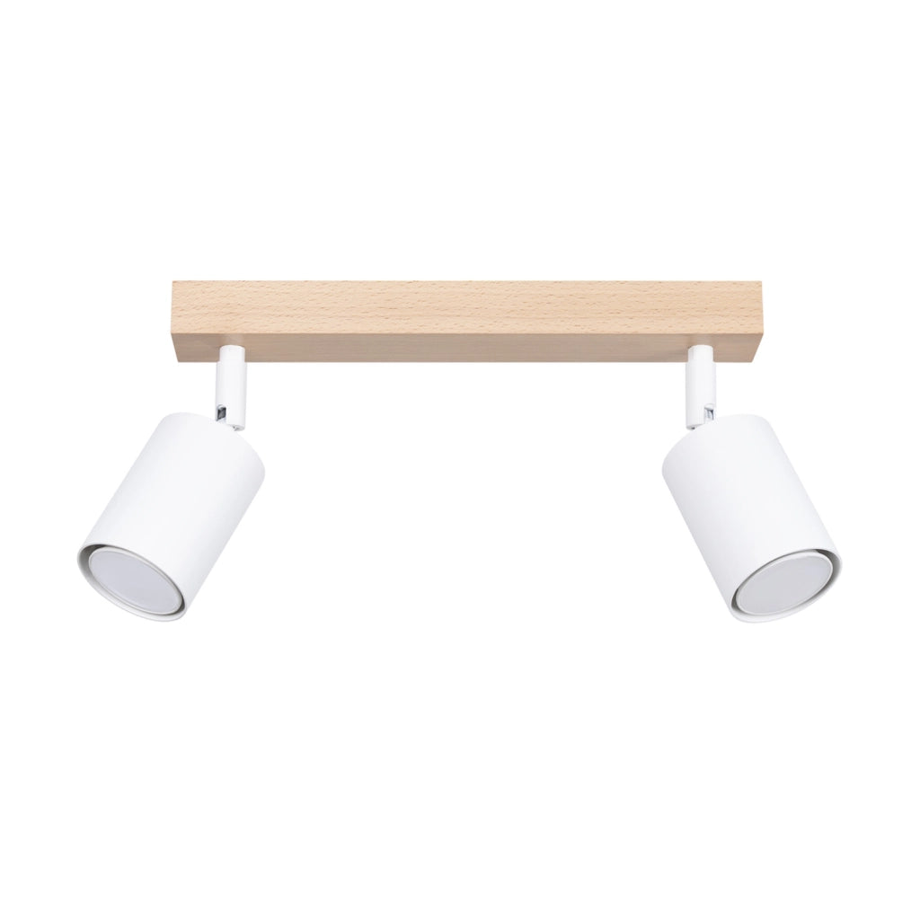 Plafoniera spot doppio bianca/legno 2xGU10 Pure Lume