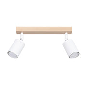 Plafoniera spot doppio bianca/legno 2xGU10 Pure Lume