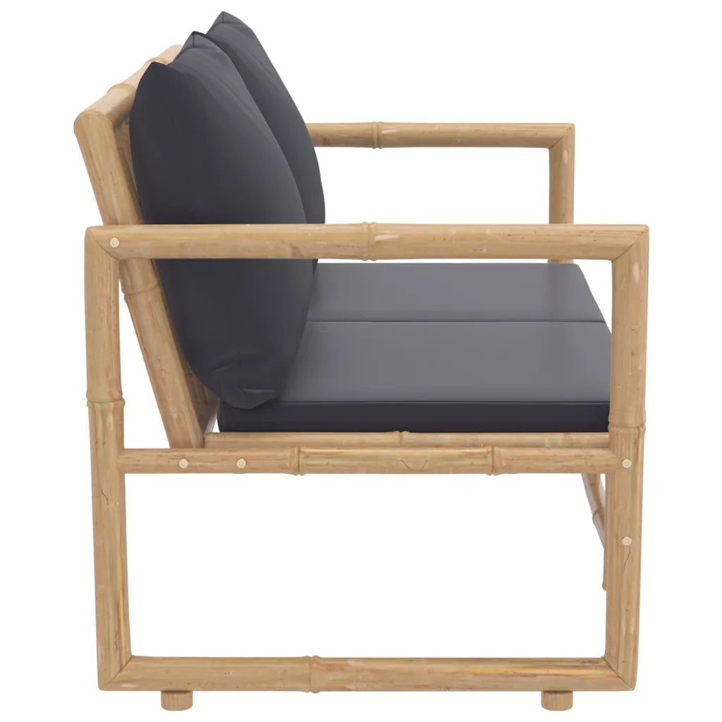 Set Salotto da Giardino 2pz con Cuscini Grigio Scuro Bambù 319266