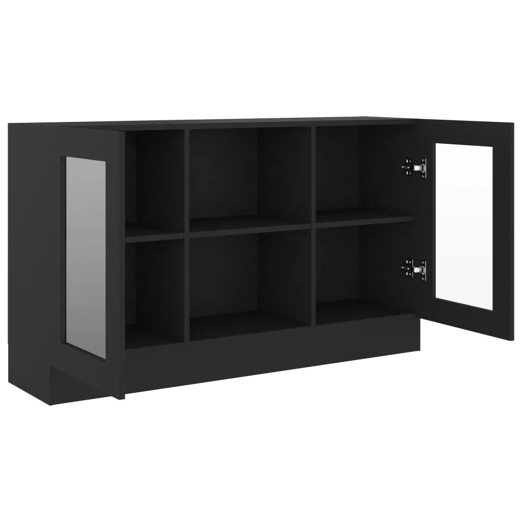 Vetrina moderna nera 120 x 30,5 x 70 cm realizzata in legno composito nero 02_0047765